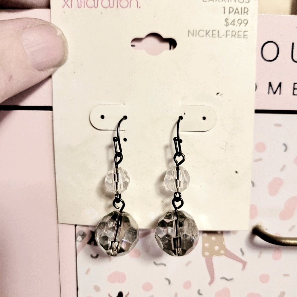 Glass & black earrings